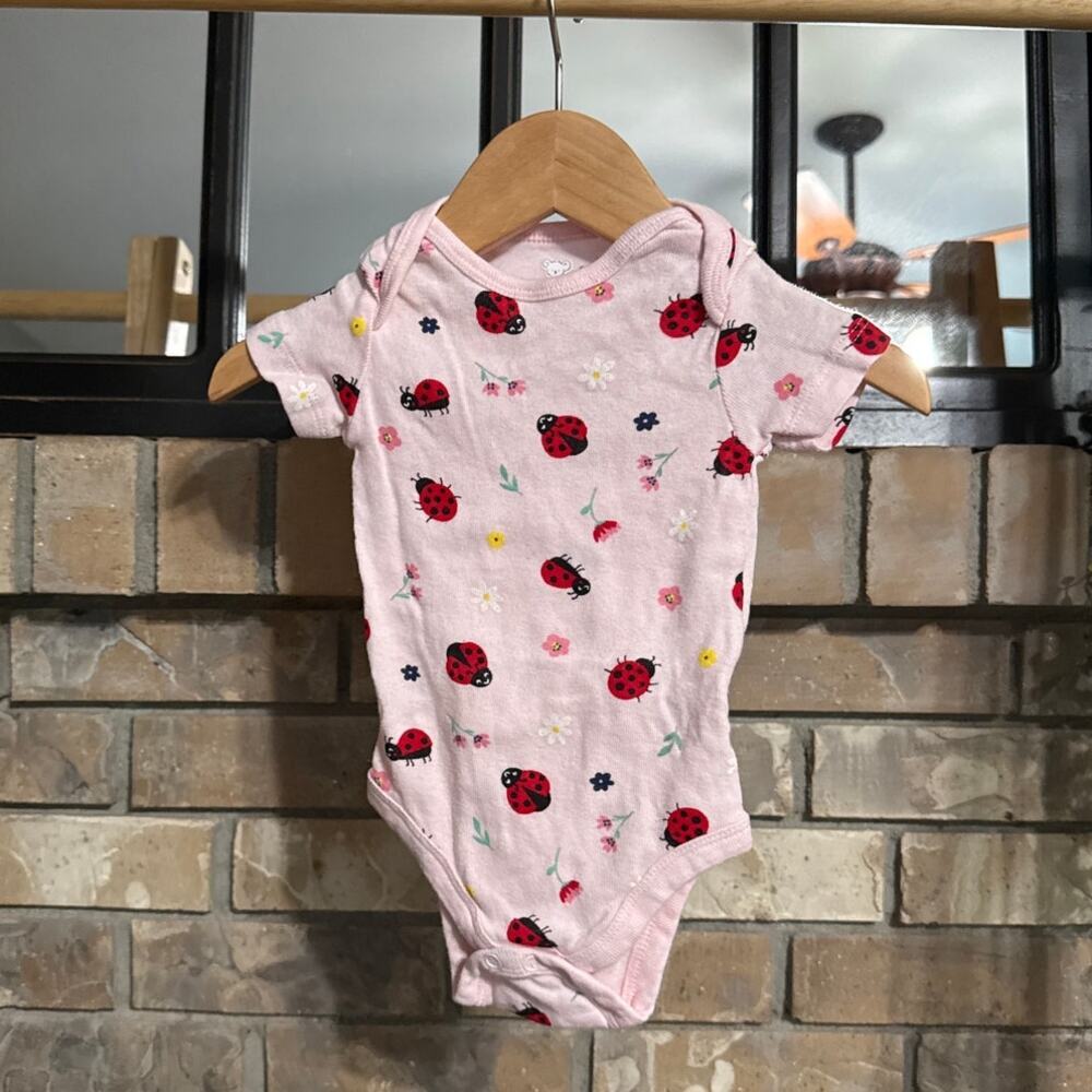 Koala Baby Pink Ladybug Bodysuit - 6-9M - EUC